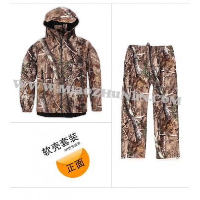 勃朗宁仿生迷彩软壳套装秋冬冬季狩猎服户外冲锋衣