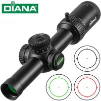 戴安娜DIANA1.2-6X24FFP前置广角薄壁带锁带红绿光十字光学瞄准镜